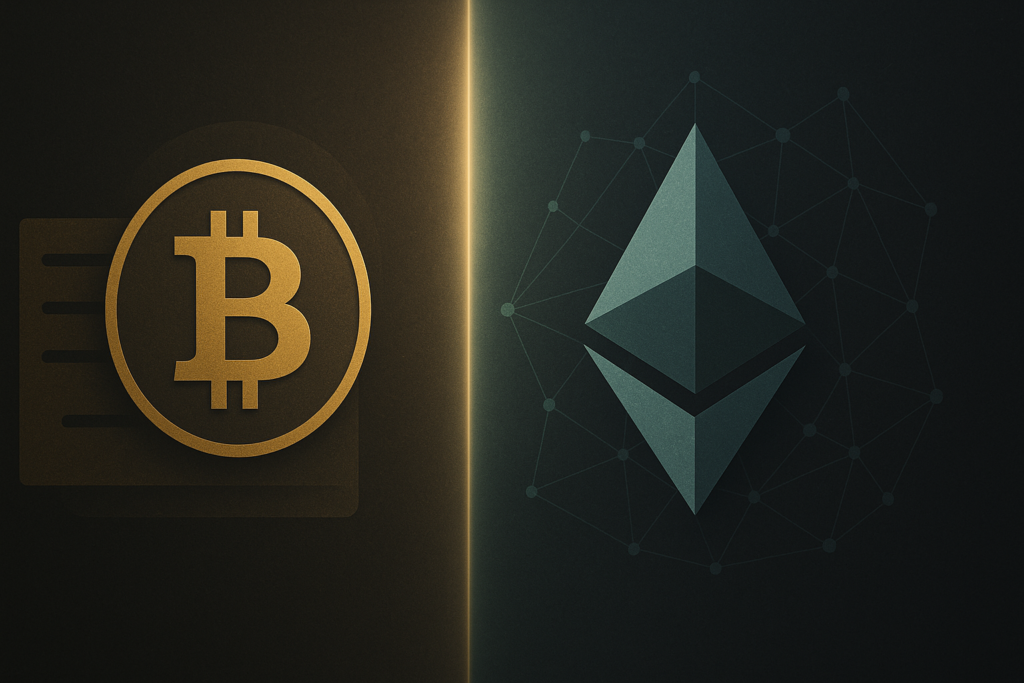 코인의 역사 - 비트코인 1세대와 이더리움 2세대 기술 특징 비교 인포그래픽